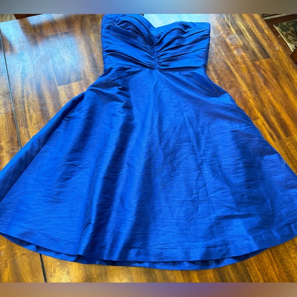 Alfred Sung prom ball formal dress royal blue strapless mini size 8 pockets - Picture 2 of 10